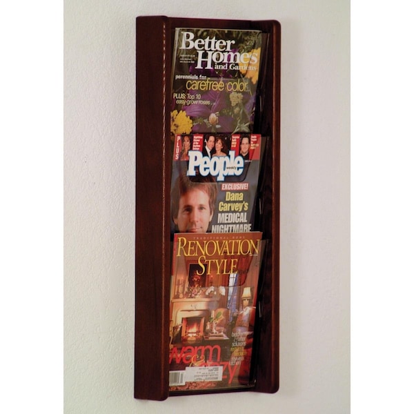 Wooden Mallet 3 in. Stance 3 Pocket Wall Display - Black & Mahogany AC26-3BK - main